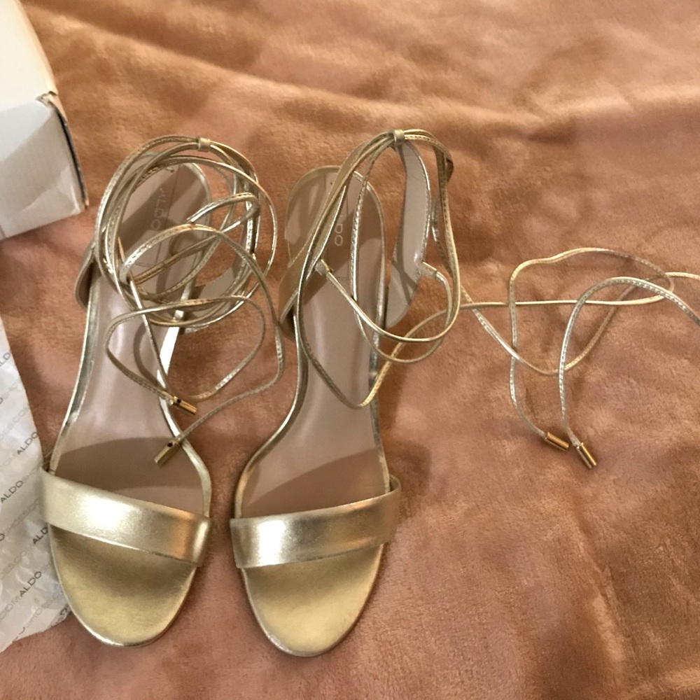 Sexy Gold Lace Up Heels